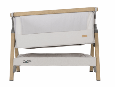 Tutti Bambini Bedside Cribs Tutti Bambini Cozee Bedside Crib-Oak/Sterling Silver