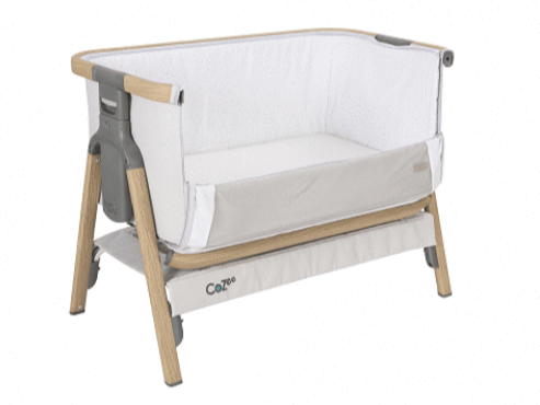 Tutti Bambini Bedside Cribs Tutti Bambini Cozee Bedside Crib-Oak/Sterling Silver