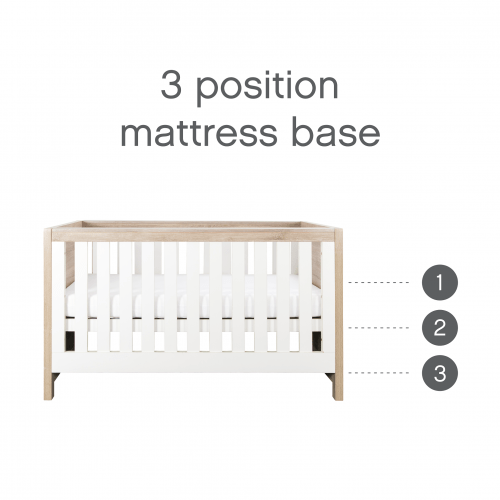 Tutti Bambini Cot Beds Tutti Bambini Modena 3 in 1 Cot bed White/Oak