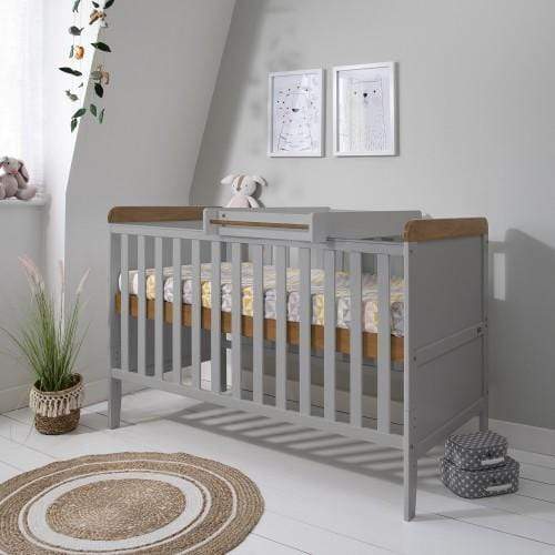 Tutti Bambini Cot Beds Tutti Bambini Rio Cot Bed with Cot Top Changer & Mattress - Dove Grey/Oak