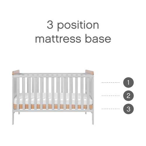 Tutti Bambini Cot Beds Tutti Bambini Rio Cot Bed with Cot Top Changer & Mattress - Dove Grey/Oak