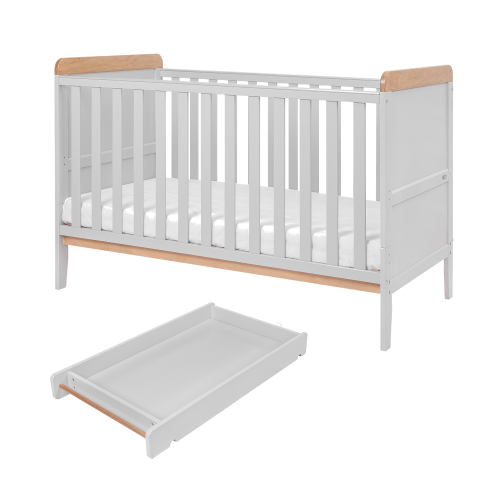 Tutti Bambini Cot Beds Tutti Bambini Rio Cot Bed with Cot Top Changer & Mattress - Dove Grey/Oak