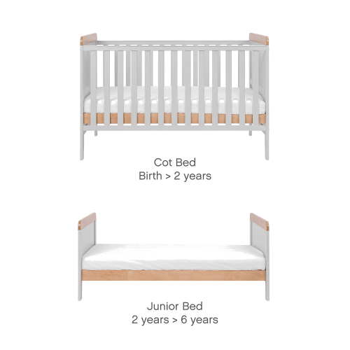 Tutti Bambini Cot Beds Tutti Bambini Rio Cot Bed with Cot Top Changer & Mattress - Dove Grey/Oak