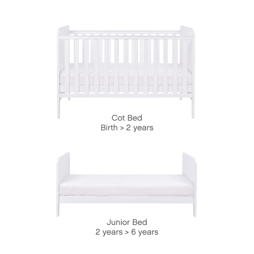 Tutti Bambini Cot Beds Tutti Bambini Rio Cot Bed with Cot Top Changer & Mattress - White