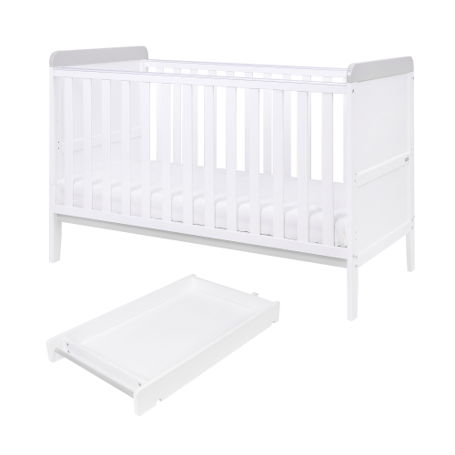 Tutti Bambini Cot Beds Tutti Bambini Rio Cot Bed with Cot Top Changer - White/Dove Grey