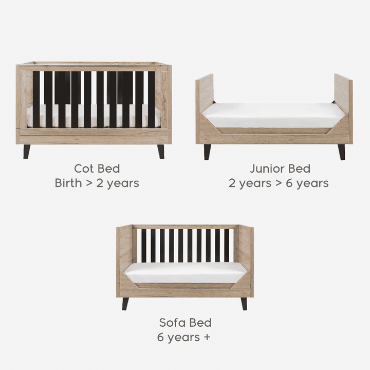 Tutti Bambini Nursery Furniture Tutti Bambini Como 3 piece Room Set - Distressed Oak/Slate Grey