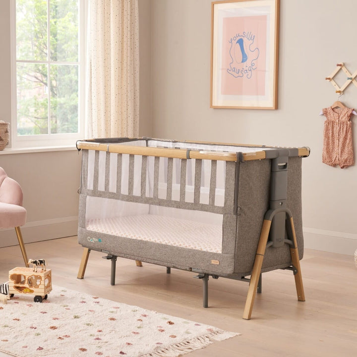 Tutti Bambini Nursery Furniture Tutti Bambini Cozee XL Bedside Crib and Cot - Oak/Charcoal