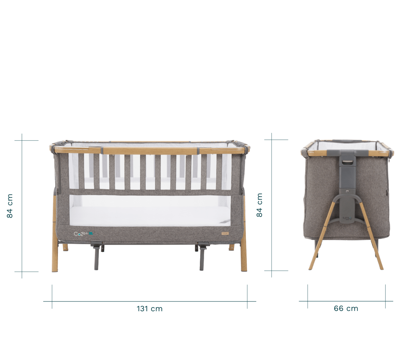 Tutti Bambini Cozee XL Bedside Crib and Cot Oak Charcoal UK
