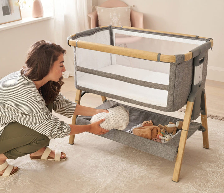 Tutti Bambini Nursery Furniture Tutti Bambini Cozee XL Bedside Crib and Cot - Oak/Charcoal