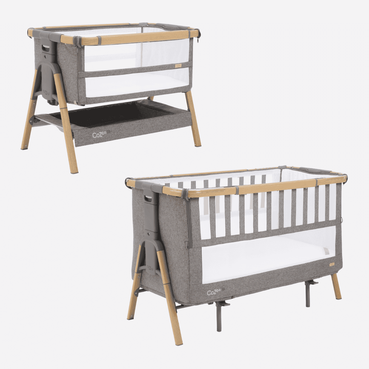 Tutti Bambini Nursery Furniture Tutti Bambini Cozee XL Bedside Crib and Cot - Oak/Charcoal