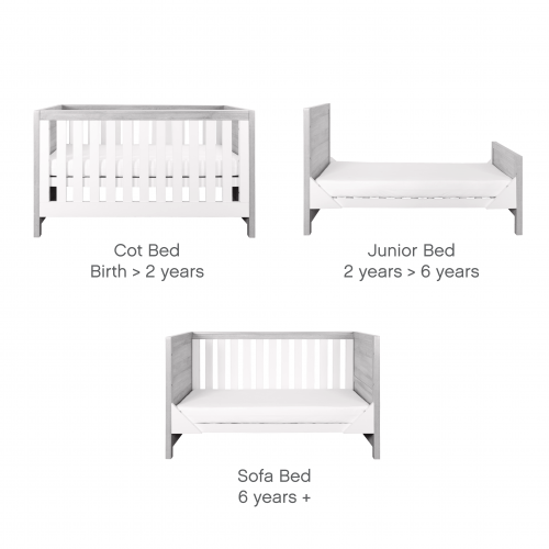 Tutti Bambini Nursery Furniture Tutti Bambini Modena 2 Piece Room Set  (Cot Bed & Changer) Grey Ash/White