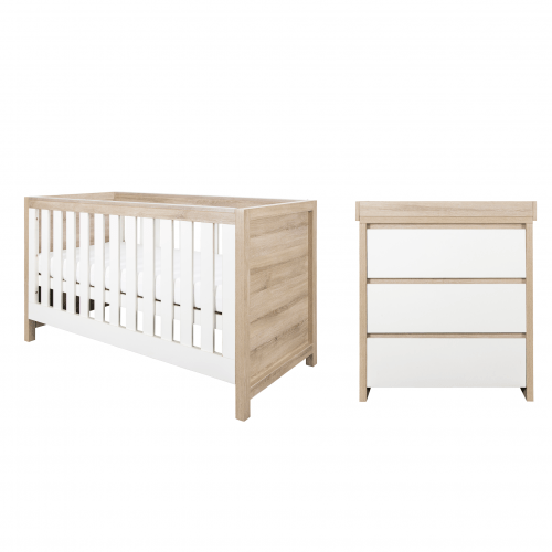 Tutti Bambini Nursery Furniture Tutti Bambini Modena 2 Piece Room Set  (Cot Bed & Changer) White/Oak