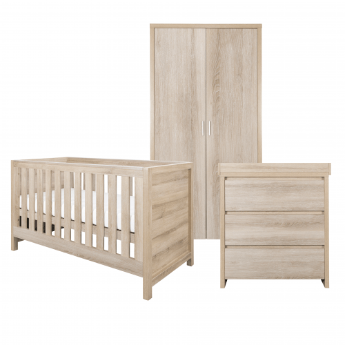 Tutti Bambini Nursery Furniture Tutti Bambini Modena 3 Piece Room Set (Cot Bed, Changer, Wardrobe) Oak