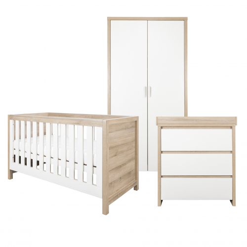 Tutti Bambini Nursery Furniture Tutti Bambini Modena 3 Piece Room Set (Cot Bed, Changer, Wardrobe) White/Oak