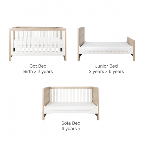 Tutti Bambini Nursery Furniture Tutti Bambini Modena 3 Piece Room Set (Cot Bed, Changer, Wardrobe) White/Oak