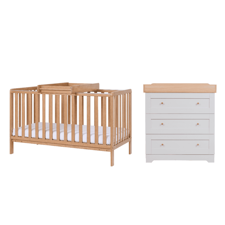 Tutti Bambini Nursery Furniture Tutti Bambini Oak Malmo Cot Bed with Rio Furniture 3piece Set Dove Grey/Oak