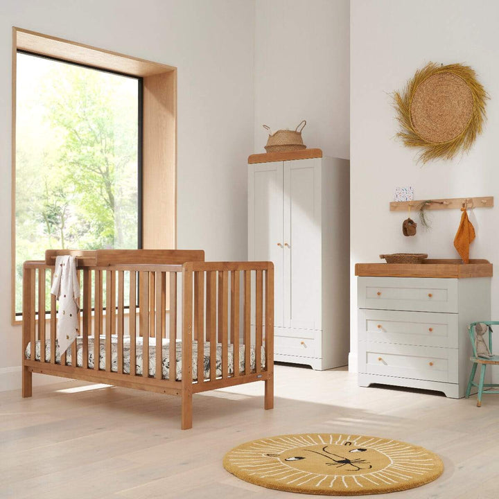 Tutti Bambini Nursery Furniture Tutti Bambini Oak Malmo Cot Bed with Rio Furniture 3piece Set Dove Grey/Oak