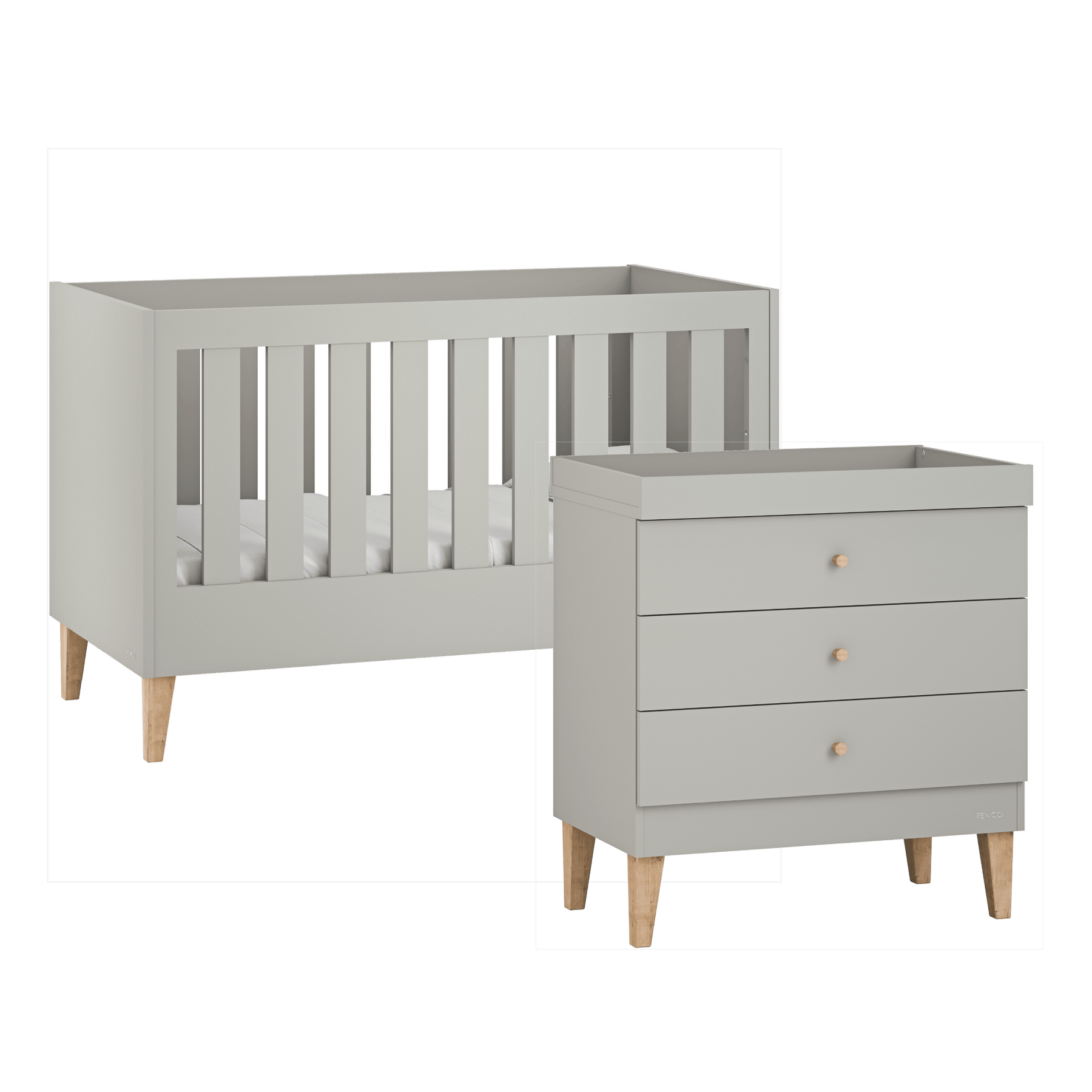 Venicci Saluzzo 2 Piece Furniture Set - Warm Grey – UK Baby Centre