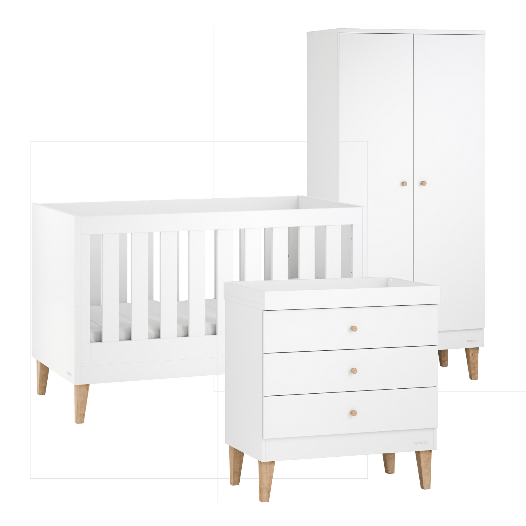 Venicci Saluzzo 3 Piece Furniture Set Premium White UK Baby Centre